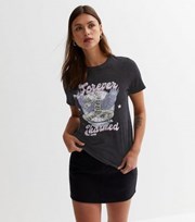 New Look Dark Grey Acid Wash Forever Charmed Snake Logo T-Shirt